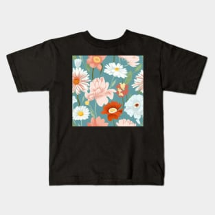 Blossoming Fashion: A Delicate Floral Fabric Pattern #4 Kids T-Shirt